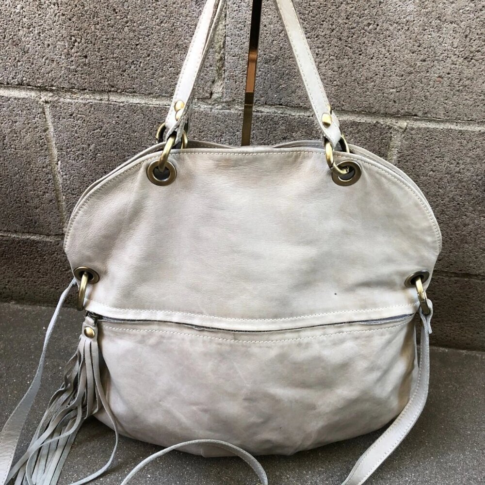 INNUE Purse Crossbody Satchel Women's Made in Italy Beige Large Zipper Bag​​